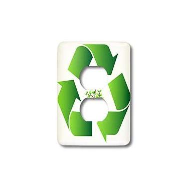 Imagem de 3dRose Lsp_78629_6 Símbolo de reciclagem verde com uma árvore no centro de 2 tomadas tampa