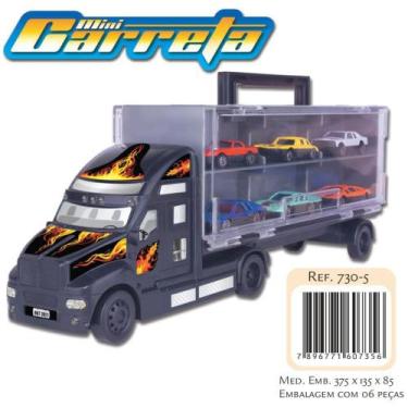 Imagem de Caminhão Mini Carreta com 6 Veículos e Maleta para Transporte - Braski