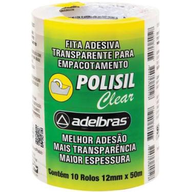Imagem de Fita Adesiva Polisil 12MM X 50M Transparente  Pacote com 10 Rolos - Ad