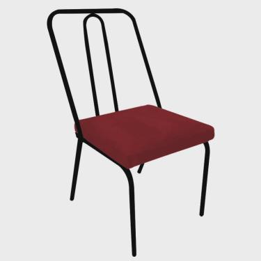 Imagem de Cadeira de Jantar Drika Office Escritório Recepção Ferro Preto Suede Vermelho - Ahz Móveis