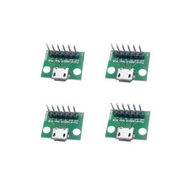 Imagem de WLGQ Placa breakout micro USB 2.0 PCB, adaptador de soquete fêmea de 6 pinos, pacote com 4