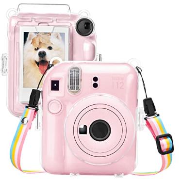 Imagem de MUZIRI KINOKOO Capa Transparente Para Câmera Fujifilm Fuji Instax Mini 12/Fuji 12 - Bolsa Protetora Rígida De Pvc Com Bolso Traseiro Fotos E Alça Arco-Íris
