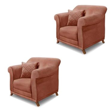 Imagem de Kit 2 Poltronas Decorativas C/2 Almofadas Veludo Cobre