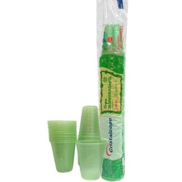 Imagem de Copo Descartável 180ml Biodegradável, Verde, Pacote Com 100