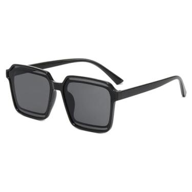 Imagem de Óculos de sol de luxo da moda, armação grande, vazados, femininos, masculinos, tendência, retrô, clássico, para áreas externas, óculos de sol para dirigir, UV400 (preto, cinza)