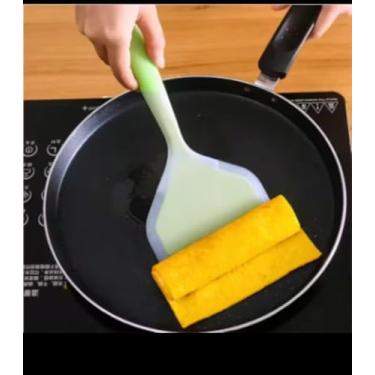 Imagem de Espátula de Silicone com Cabo Egocêntrico para Frigideira Antiaderente, Utensílio de Cozinha para Panquecas e Omeletes, Espátula Multiuso