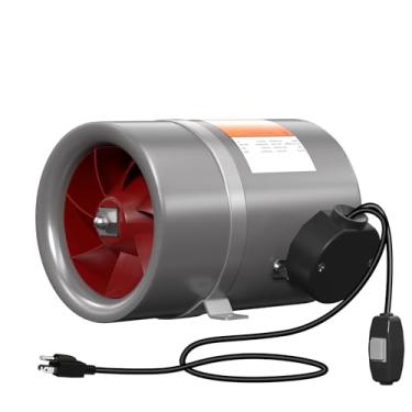 Imagem de FICBXRA Ventilador de duto em linha de 20 cm com controle de engrenagem CA - Exaustor de ventilação para impulsionador de resfriamento de aquecimento, barracas de cultivo, hidroponia, rolamentos NSK