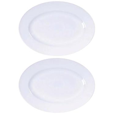 Imagem de Kit 2 Travessas Ovais Porcelana Baixela Tramontina 40x29cm Maria Augusta Restaurante