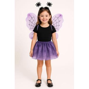 Imagem de Saia Infantil Halloween Aranha e Asa e Tiara Papilloo