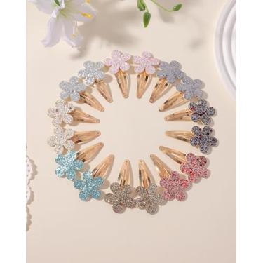 Imagem de 16 peças de grampos de cabelo de 6 cm de pressão, presilhas de cabelo com flores de metal, presilhas de cabelo de lantejoulas, acessórios para cabelos finos mulheres adolescentes
