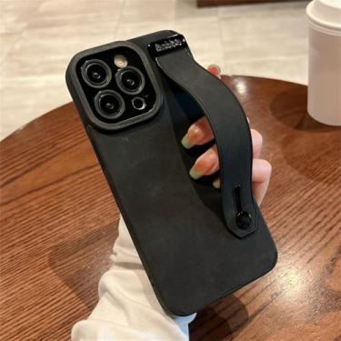 Imagem de Pulseira de couro capa de telefone macio para iphone 11 12 13 14 15 pro max plus x xr xs 7 8 plus se suporte capa traseira, preto, para iphone 7plus