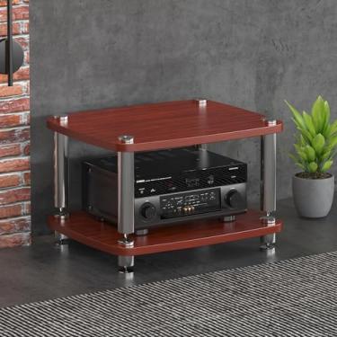 Imagem de Rack de áudio HiFi moderno, suporte de mídia Av, rack de armazenamento Au Dio, prateleiras de jogos, gabinete de console de mídia, suporte de TV, pequeno componente Av, suporte de entretenimento