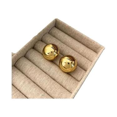 Imagem de Brincos De Metal Geométricos Grandes Com Bola Estilo Punk Feminino Ace