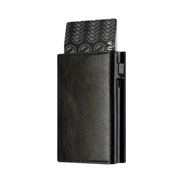 Imagem de Carteira masculina minimalista de metal com compartimento para moedas 