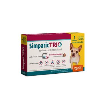 Imagem de Simparic Trio Antipulgas, Carrapatos E Vermes Cães 3Mg C/ 1 Comp.