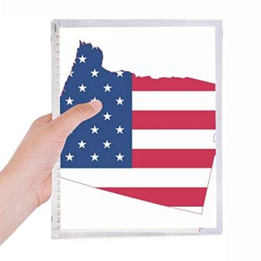 Imagem de Oregon Mapa dos EUA Listras Bandeira Caderno Folhas Soltas Diário Recarregável Papelaria