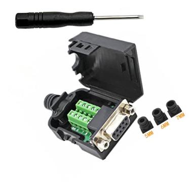Imagem de SHANFEILU DB9 Conector de breakout para fiação terminal sem solda RS232 D-SUB adaptador serial fêmea 9pin porta breakout board núcleo de borracha preto com estojo, chave de fenda, porcas