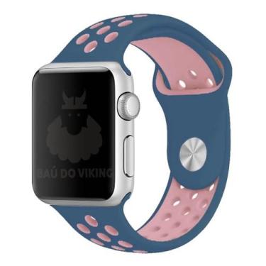 Imagem de Pulseira Furos Compatível Apple Watch - Baú do Viking, Azul Rosa, 42-4