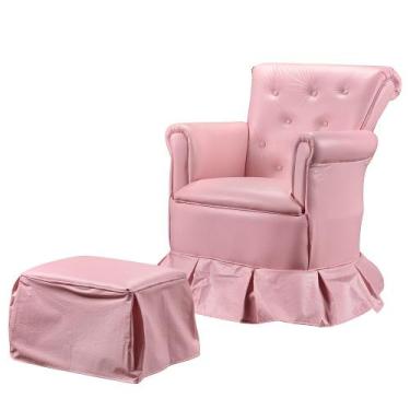 Imagem de Poltrona amamentação com puff fixa Carinho tecido sintético Rosa - Vam