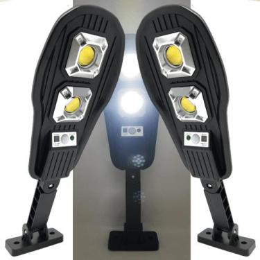 Imagem de Kit 2 Refletor Luminária Solar LED 100W Sem Fio Com Sensor de Presença
