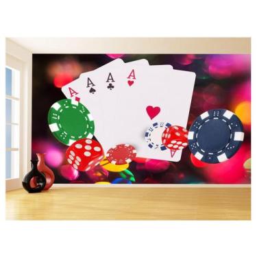 Imagem de Papel De Parede 3D Salão De Jogos Cartas Poker 3,5M Jcs85 - Você Decor