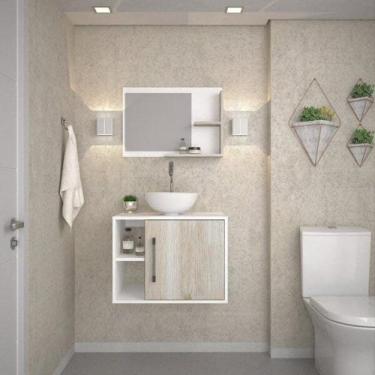 Imagem de Conjunto para Banheiro Gabinete com Cuba Redonda R30 e Espelheira Laur