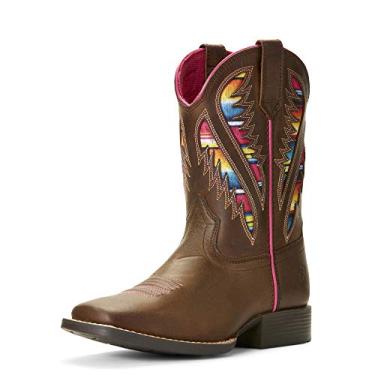 Imagem de ARIAT Bota infantil unissex Quickdraw Venttek Western, Marrom envelhecido/Serape, 12 Little Kid
