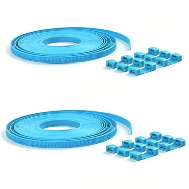 Imagem de Correias de amarrar, kit de cintas de nylon reutilizável, alça de carga de catraca de corda plana longa resistente com fivelas de liberação rápida – 7,6 m/rolo (2 rolos/pacote, sem tesoura)