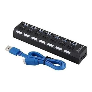 Imagem de Hub Usb 3.0 7 Portas 5Gbps Switch E Led Indicador Botão - BWX