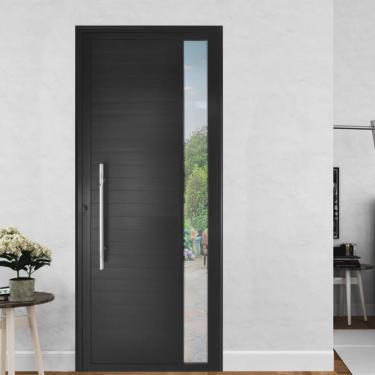 Imagem de Porta de Alumínio Lambril 210x100cm Visor e Puxador Lado Esquerdo Hale Esquadrias