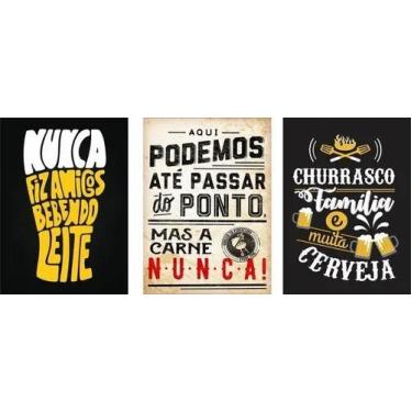 Imagem de Kit Quadro Decorativo Trio Para Churrasqueira Área Gourmet 2 - moderna