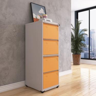Imagem de Gaveteiro Arquivo De Aço 4 Gavetas Of04sltcm Cinza/laranja Picasso