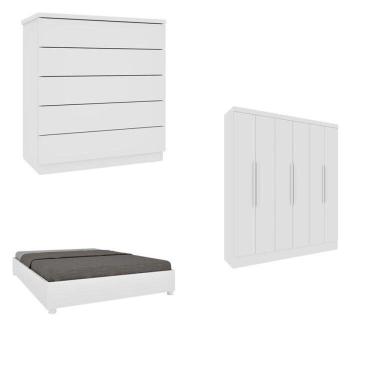 Imagem de Quarto Casal Completo Guarda-roupa Munique Cama Mônaco E Cômoda Premium Espresso Móveis Neve