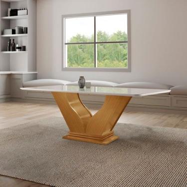 Imagem de Mesa para Sala de Jantar Retangular Tampo com Vidro Safira - LJ Móveis