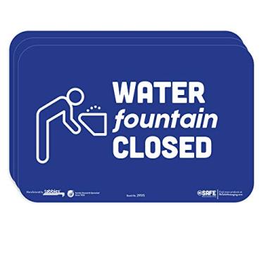 Imagem de tabbies BeSafe Messaging"Water Fountain Closed", pacote com 3 23 x 15 cm, azul ousado, placas de segurança educativas reposicionáveis, perfeitas para a maioria das superfícies: vidro, metal, superfícies pintadas (29515)