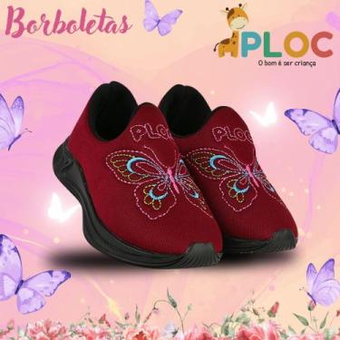 Imagem de Tênis infantil Ploc Borboletas - Jogging Menina Anatômico, Marsala, 33