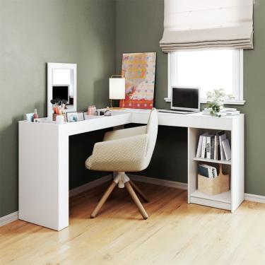 Imagem de Penteadeira em L com Espelho Star Branca