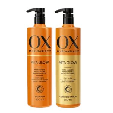 Imagem de OX Marimaria Vita Glow, Shampoo e Condicionador para Cabelos Ressecados, 500ml, Vegano, com Vitaminas
