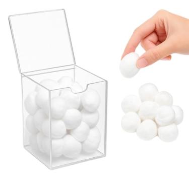 Imagem de Caixa Organizadora de Acrílico Transparente para Algodão, 8x8x12 cm, com Tampa Organizador Manicure