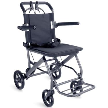 Imagem de Cadeira de Rodas de Transporte Compacta Dobrável Prática Leve Até 100kg Idoso Reabilitação Fratura