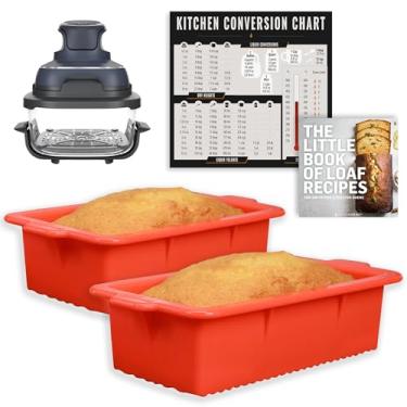 Imagem de INFRAOVENS Frigideira Air Fryer de silicone para assar, forma de bolo de pão antiaderente para sistema de cozimento de vidro Ninja Crispi 4 qt e 6 xícaras, freezer, conjuntos de utensílios de