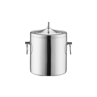 Imagem de Baldes de gelo Balde de gelo de parede dupla de metal com tampa para garrafas de vinho, champanhe ou cerveja (pequeno)