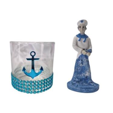 Imagem de Kit Copo Whisky E Escultura Marinheiro Umbanda Candomblé - Meta Atacad