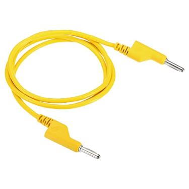 Imagem de Cabos de teste de plugue banana de 4 mm para plugue banana, 4 mm OD 1000V/20A 13AWG fio de linha de cabo empilhável flexível de cobre para multímetros, jumper de teste elétrico 1 m / 3,28 pés, amarelo