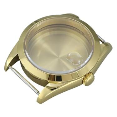 Imagem de FEIYASHI 36/39 mm 316L aço inoxidável ouro caixa de relógio mecânico vidro safira para NH35 34 36 38 movimento Miyota8215, Tampa inferior sólida 1, 39mm+Miyota8215 8205 Movement, Caixa de relógio de