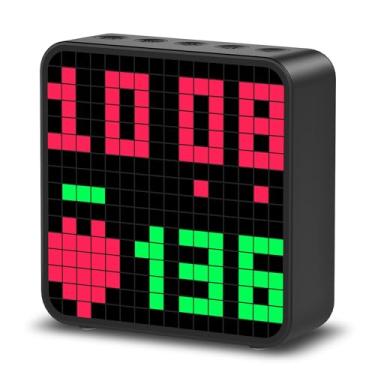 Imagem de EZON H-Box Monitor de frequência cardíaca Bluetooth e relógio de pixel art com treinador de intervalo WOD – Despertadores fofos de animação para quartos, sem necessidade de aplicativo para fitness em