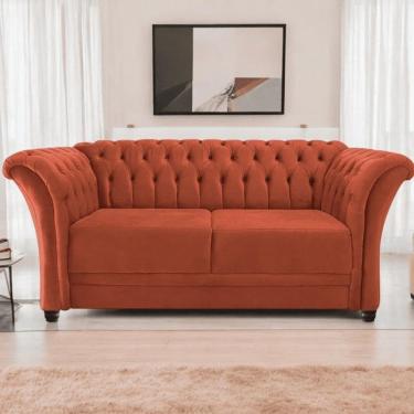 Imagem de Sofá Recamier Divã Chesterfield 200cm Sofia Suede Terracota Capitonê- Mabe Magazine