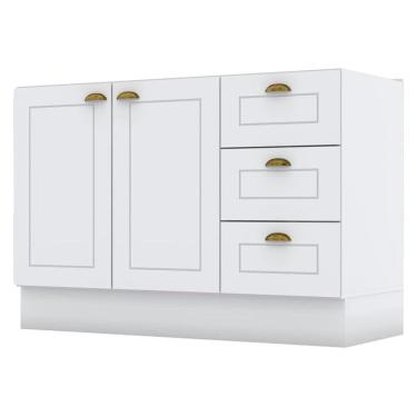 Imagem de Balcao Pia 2 Portas 3 Gavetas 120 Cm C353 Americana Branco Henn Branco