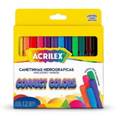 Imagem de Canetinhas Hidrogáficas Acrilex Connect Colors com 12 Cores