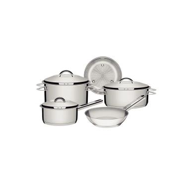 Imagem de Jogo de Panelas Solar Modelo:2 5 Peças em Aço Inox Inox com Fundo Triplo e Tampas de In...